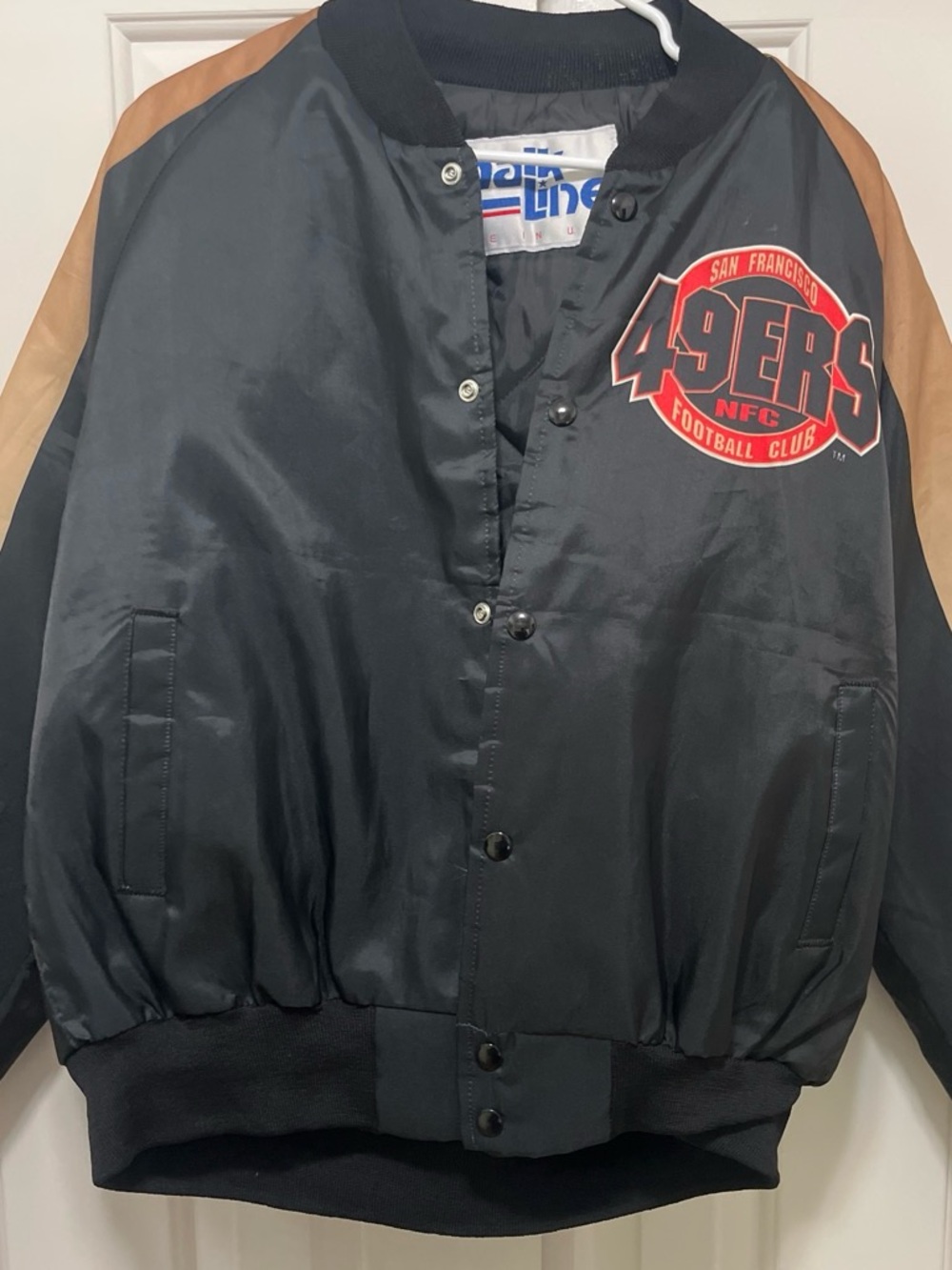 San Francisco 49ers Black and Tan Varsity Bomber Jacket